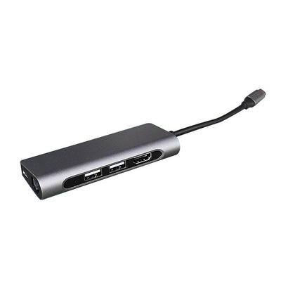 FCC ROHS OEM USB 3.0 آداپتور چند پورت آلومینیومی USB C HDMI هاب