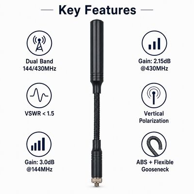 آنتن بومرنگ تاکتیکی، دو باند 144/430MHz آنتن رادیویی ناقل با رابط SMA اختیاری