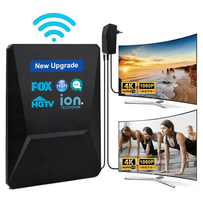 آنتن هوایی هوشمند HDTV جدید با قابلیت ارتقا، دیجیتال HD 4K 1080P تقویت شده، برد طولانی UHF کانال رایگان هوایی پلاستیکی فضای باز